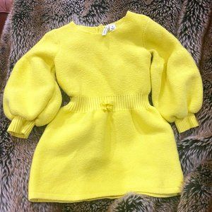 Janie and Jack PUFF SLEEVE SWEATER DRESS in Yellow Size 2T